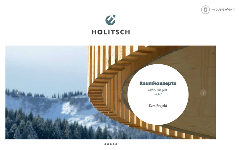 Der Webauftritt der Schreinerei Holitsch (Screenshot)